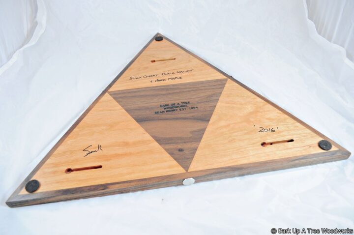 Triangle Cribbage Race Board - Cherry, Walnut & Maple - Back