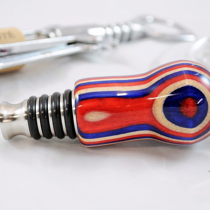 Bottle Stopper - SpectraPly Americana with Stainless Steel