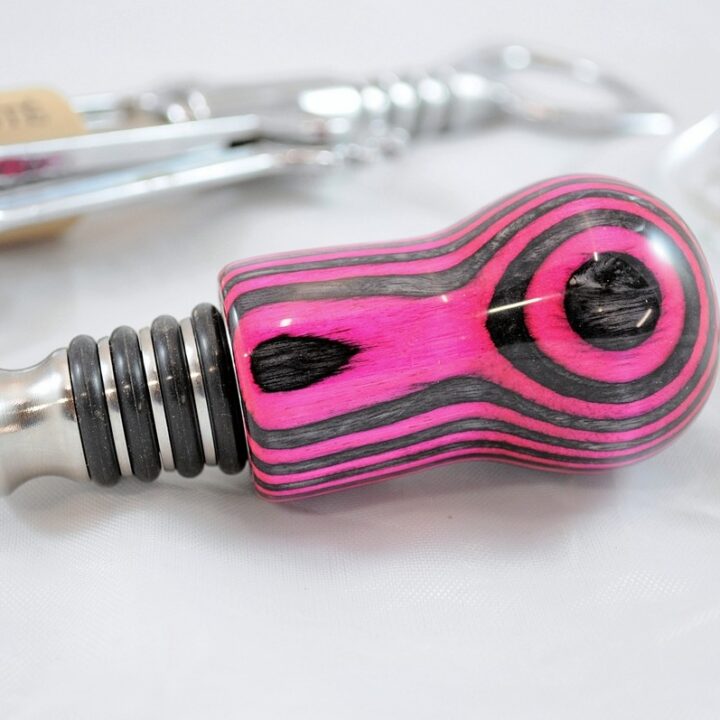Bottle Stopper - SpectraPly Pink Lady with Stainless Steel